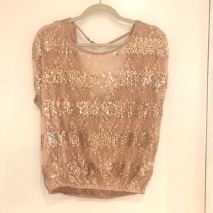KANVAS Sequin nude Blouse